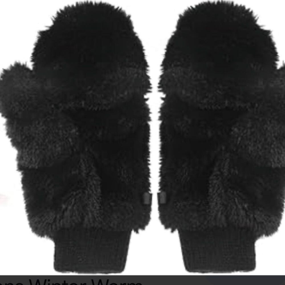 SPRIGS FAUX FUR SHERPA REVERSIBLE MITTENS SIZE L/XL